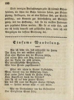 Einsame Wandelung
