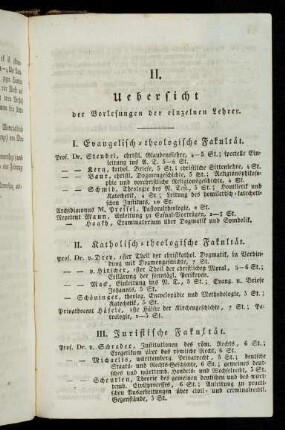 13-15, II. Uebersicht der Vorlesungen der einzelnen Lehrer