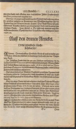 Auff den dritten Artickel.