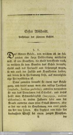 Erster Abschnitt. Pathologie des schweren Gehörs