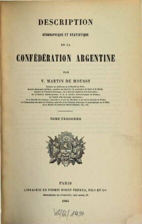 Description géographique et statistique de la confédération Argentine. 3