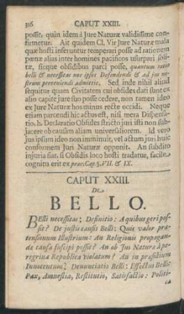 Caput XXIII. De Bello
