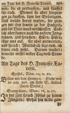 Am Tage des H. Francisci Xaverii.
