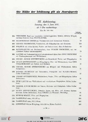 III. Auktionstag. Samstag, den 5. Juni 1937, ab 3 Uhr nachmittags (Nr. 364-491)