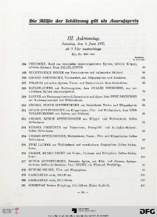 III. Auktionstag. Samstag, den 5. Juni 1937, ab 3 Uhr nachmittags (Nr. 364-491)