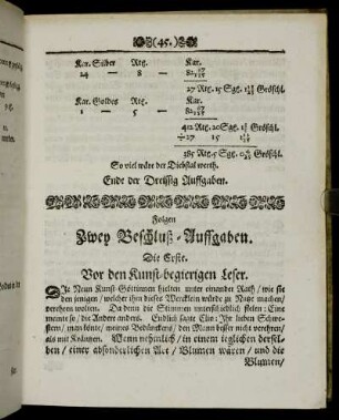 Folgen Zwey Beschluß-Aufgaben.