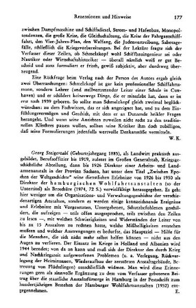 Steigertahl, Georg :: Zwischen Epochen der Weltgeschichte, dienstliche Erlebnisse von 1926 bis 1950 als Direktor der hamburgischen Wohlfahrtsanstalten : Hamburg, 1974