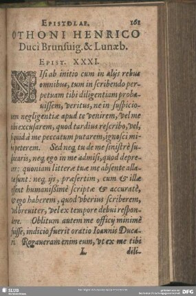 Othoni Henrico Duci Brunsvig. & Lunaeb. Epist. XXXI.