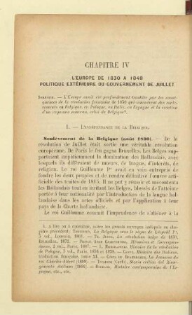 Chapitre IV L'Europe de 1830 à 1848 Politique extérieure du gouvernement de Julliet
