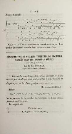 Démonstration de quelques théorèmes de géométrie énoncés dans les nouvelles annales.