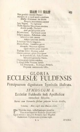 Gloria. Ecclesiæ Fuldensis.