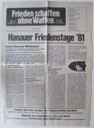 Sonderdruck zu den Hanauer Friedenstagen 1981 - Sachkonvolut