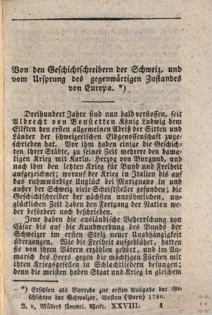 Johannes von Müllers sämmtliche Werke, 28. Nachlese kleiner historischer Schriften