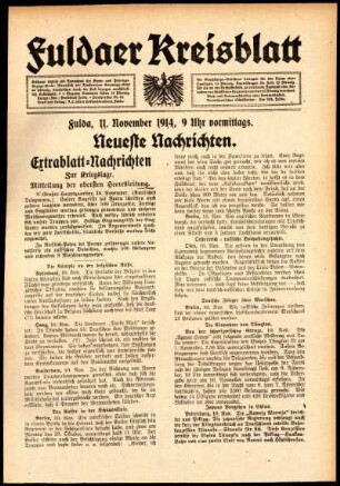 Erste Ausgabe vom Mittwoch, den 11. November 1914.