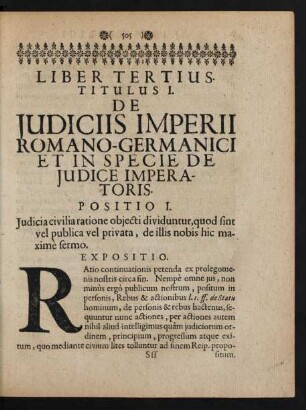 Titulus I. De Iudiciis Imperii Romano-Germanici Et In Specie De Iudice Imperatoris.