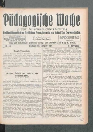 Soziale Arbeit der Lehrer als Standessache
