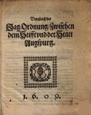 Vergleich der Jag Ordnung, Zwischen dem Stifft vnd [und] der Statt Augspurg