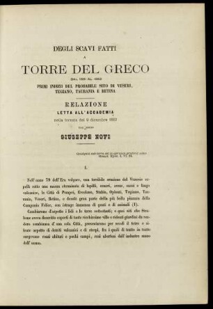 Degli Scavi Fatti A Torre Del Greco