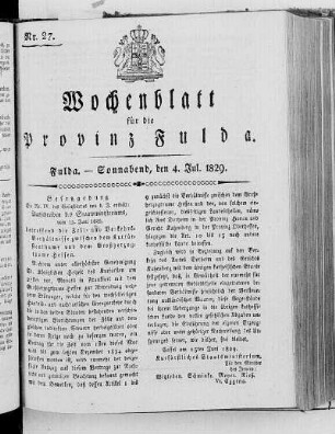 Nr. 27, Ausgabe vom 4. Juli 1829