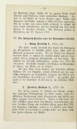 VI. Das Königreich Preußen unter den Hohenzollern seit 1701