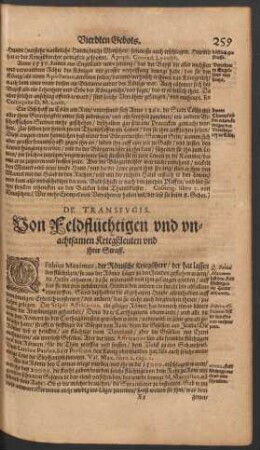 De Transfugis. Von Feldflüchtigen ... und ihrer Straff.