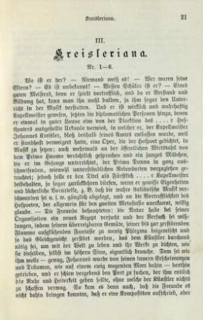 III. Kreisleriana. Nr. 1-6