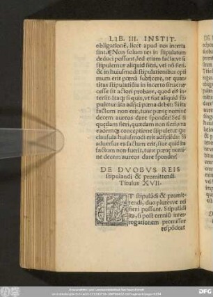 De Duobus Reis stipulandi & promittendi. Titulus XVII.