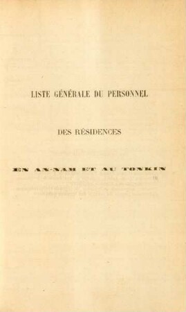 Liste Général du Personnel des Résidences en An-Nam et au Tonkin