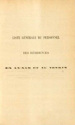 Liste Général du Personnel des Résidences en An-Nam et au Tonkin