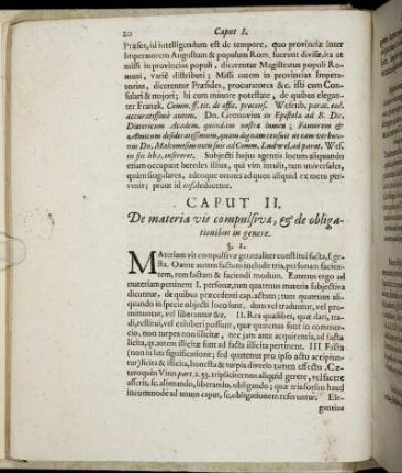 Caput II. De materia vis compulsivæ, & de obligationibus in genere.
