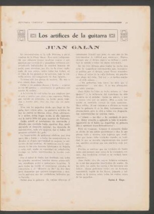 Los artífices de la guitarra : Juan Galán