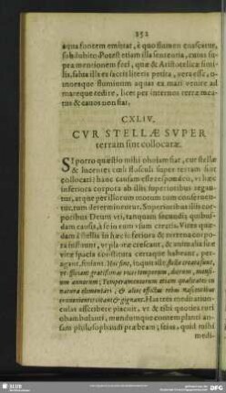 CXLIV. Cur Stellae Super terram sive collocatae