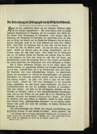 ¬Die¬ Bedrohung der Pädagogik durch Wilhelm Ostwald