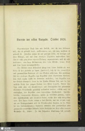Vorrede der ersten Ausgabe. October 1824