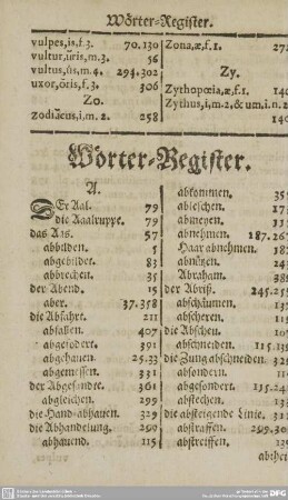 Wörter=Register.