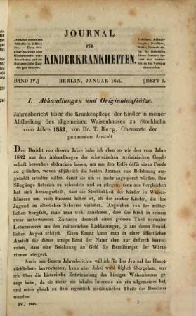 Journal für Kinderkrankheiten. 4. 1845