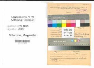 Entnazifizierung Margarethe Schemmel , geb. 22.01.1900 (Sprechstundenhilfe)