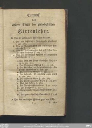 Entwurf des andern Theils der philosophischen Sittenlehre.