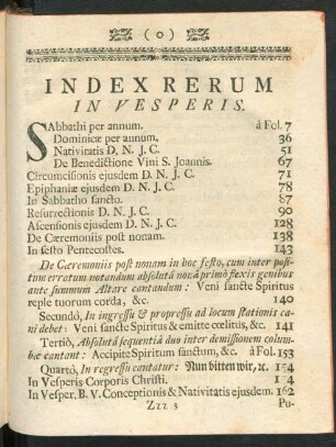 Index Rerum In Vesperis