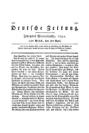 Aus Franken, den 30sten April