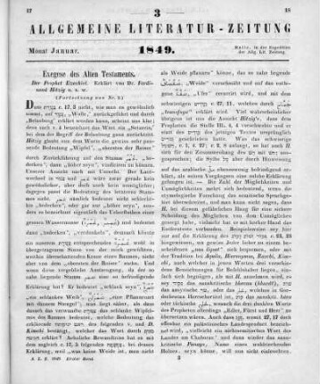 Hitzig, F.: Der Prophet Ezechiel. Leipzig: Weidmann 1847. (Kurzgefasstes exegetisches Handbuch zum Alten Testament. Lfg. 8) (Fortsetzung von Nr. 2.)