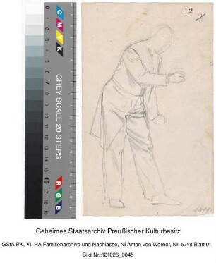 sich verneigender Herr (Handskizze, Bleistift)