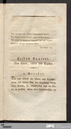 Erstes Kapitel. Von Eltern, Lehrer und Erzieher.