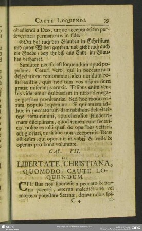 Cap. VII. De Libertate Christiana, Quomodo Caute Loquendum