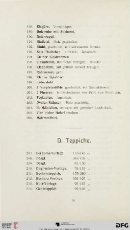 D. Teppiche (Nr. 207 - 259)
