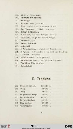 D. Teppiche (Nr. 207 - 259)