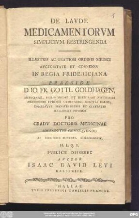 De Lavde Medicamentorvm Simplicivm Restringenda