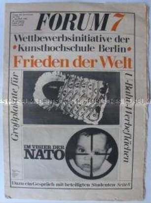 Wochenzeitung der FDJ "Forum" u.a. zur Wettbewerbsinitiative der Kunsthochschule Berlin "Frieden der Welt"