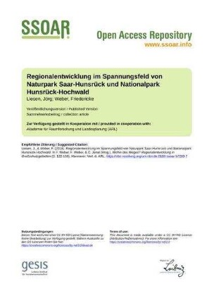 Regionalentwicklung im Spannungsfeld von Naturpark Saar-Hunsrück und Nationalpark Hunsrück-Hochwald