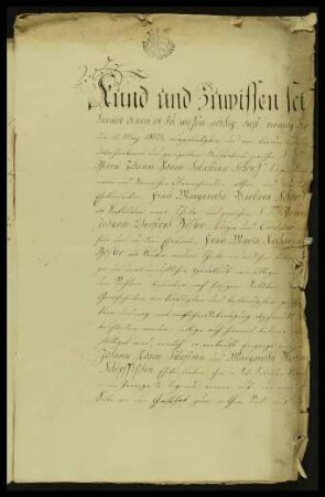 Kaufvertrag des Stadtregiments: Schöpff/Höfler: Haus Irrergasse/Alter Weinmarkt; 2 Papiersiegel. Nürnberg.